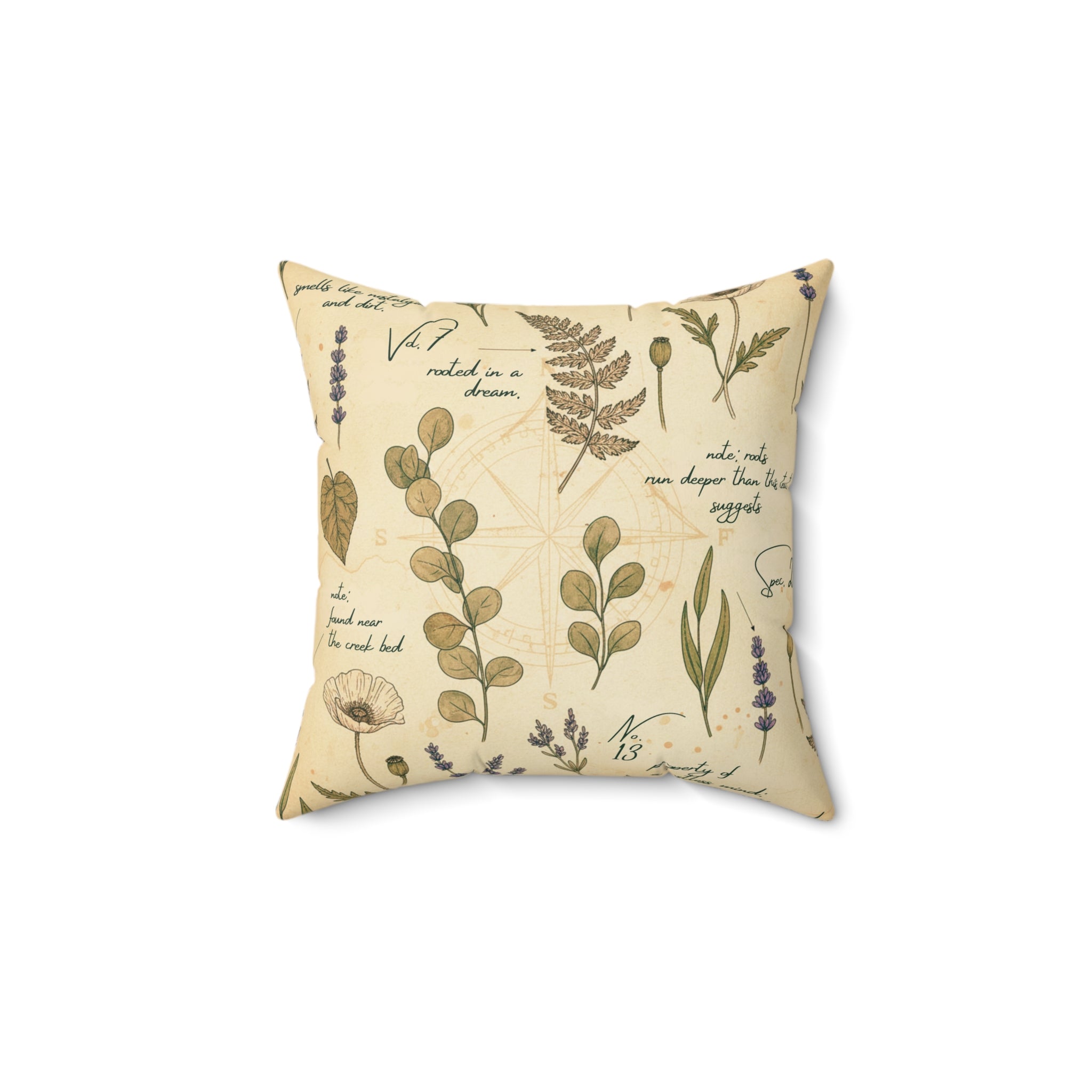 Field Guide Vintage Botanical Decorative Throw Pillow