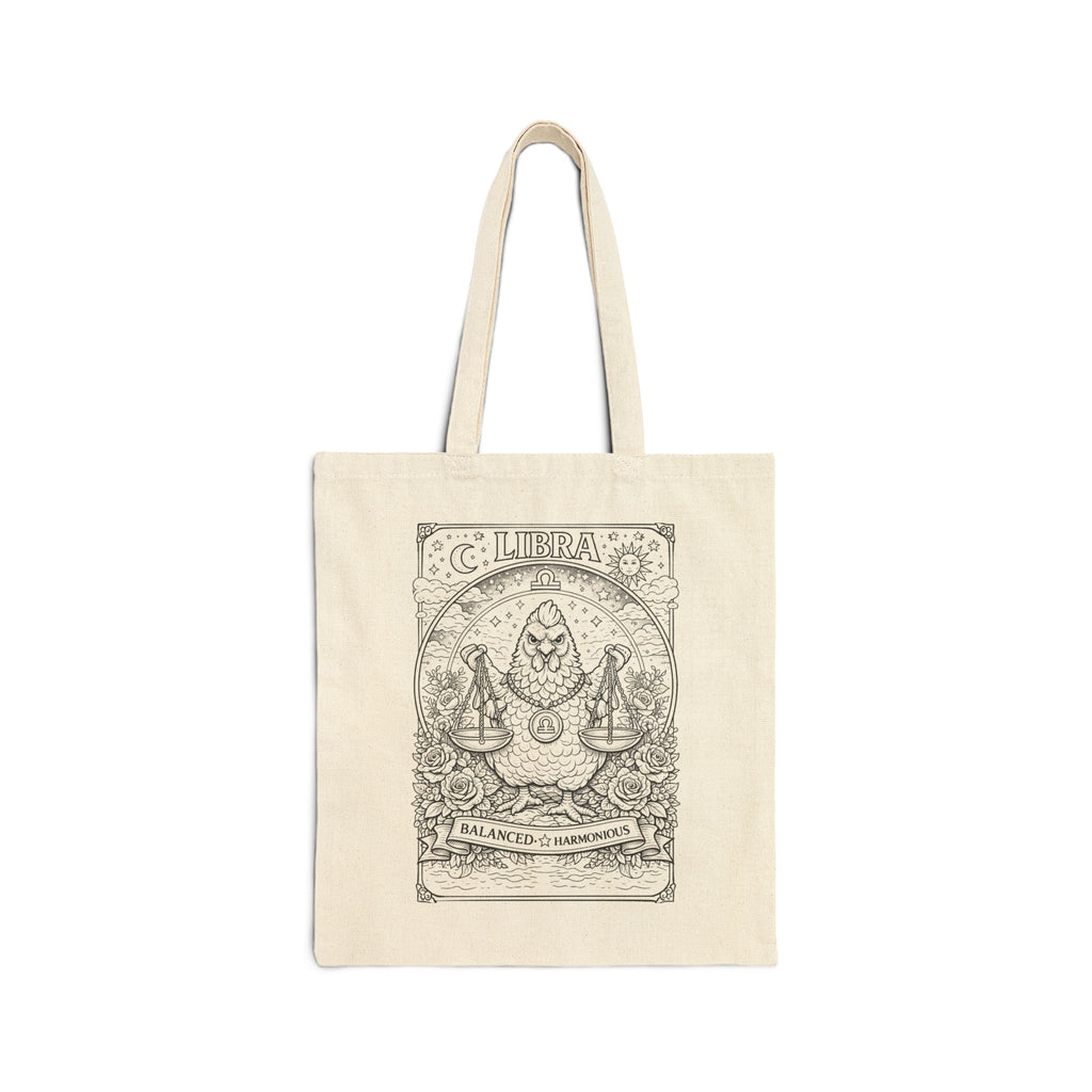 Libra Chicken Scales Zodiac Coloring Canvas Tote Bag