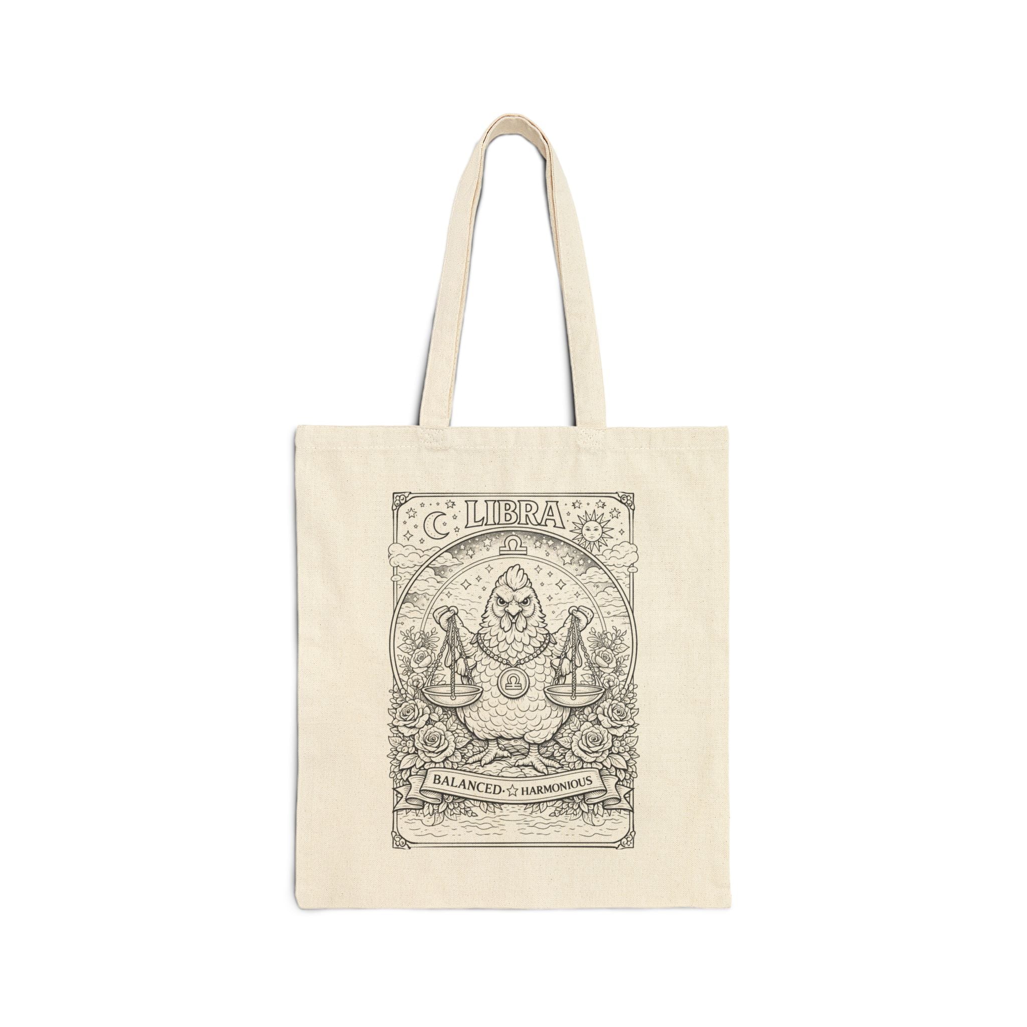 Libra Chicken Scales Zodiac Coloring Canvas Tote Bag