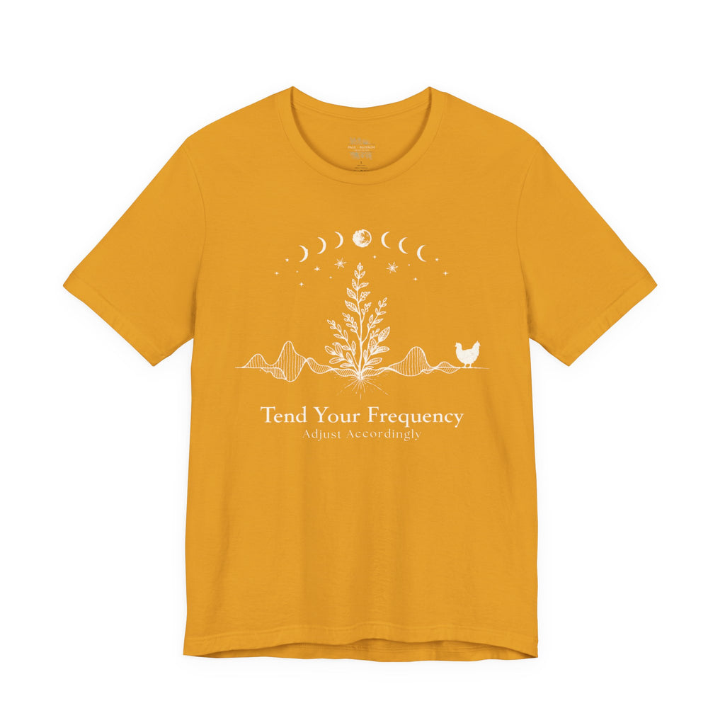 Tend Your Frequency: Adjust Accordingly Moon Phase Botanical Tee