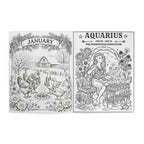 The Astrological Homesteaders Almanac, 2-in-1 Monthly Homestead Scenes and Zodiac Coloring Book