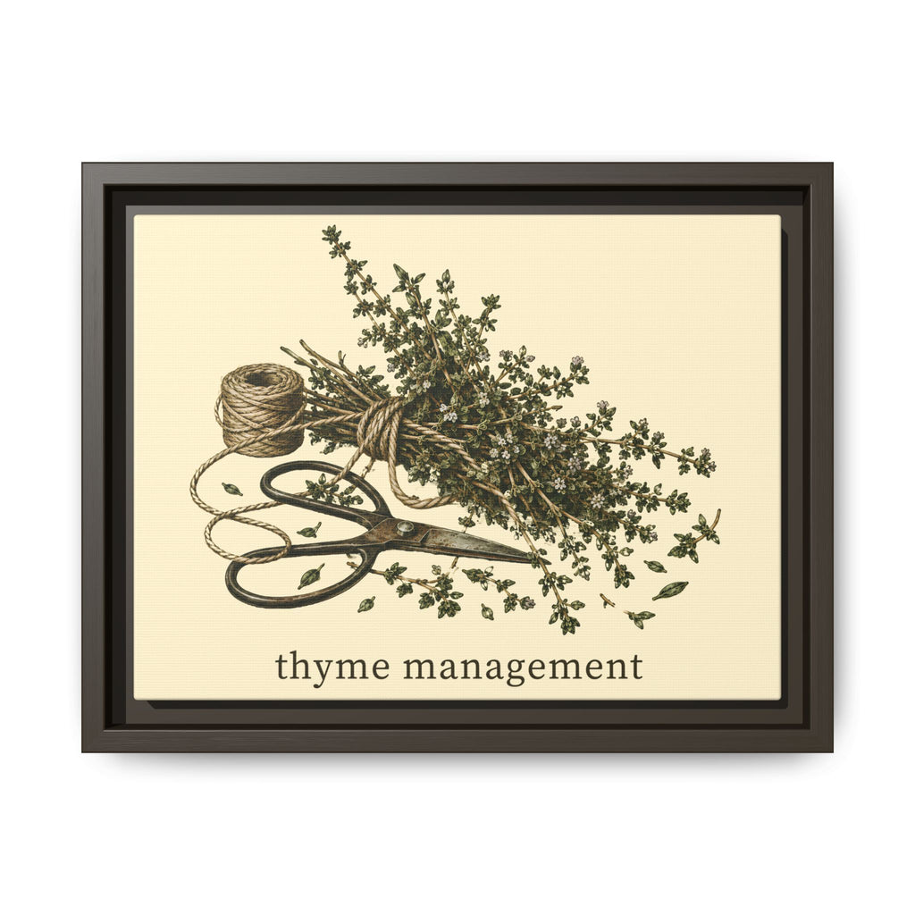 Thyme Management Kitchen Herb Framed Canvas Wall Art