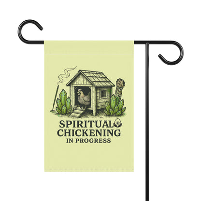 Spiritual Chickening in Progress Garden Banner: Your Mystical Manor