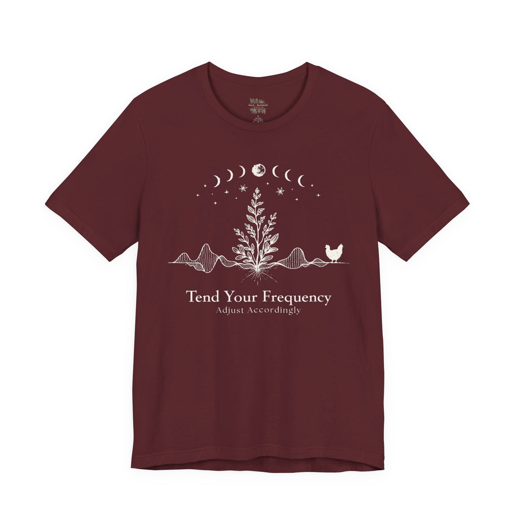 Tend Your Frequency: Adjust Accordingly Moon Phase Botanical Tee
