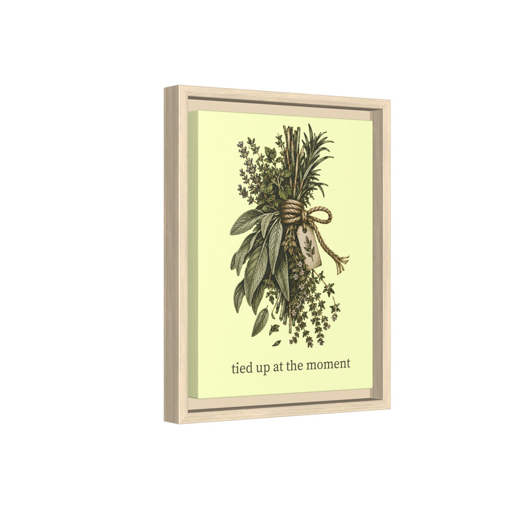Tied Up at the Moment Kitchen Herb Matte Framed Canvas Wall Art