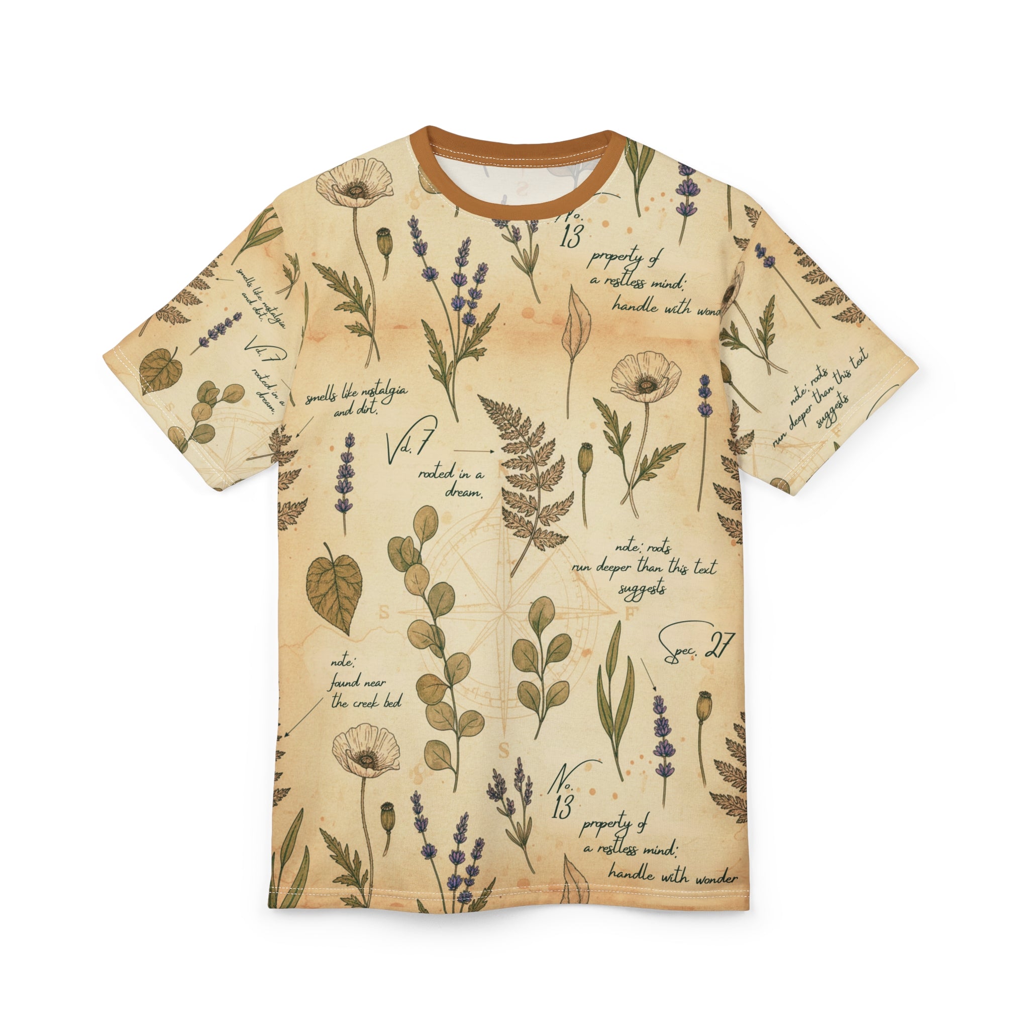 Field Guide Vintage Botanical Pattern Tee Shirt