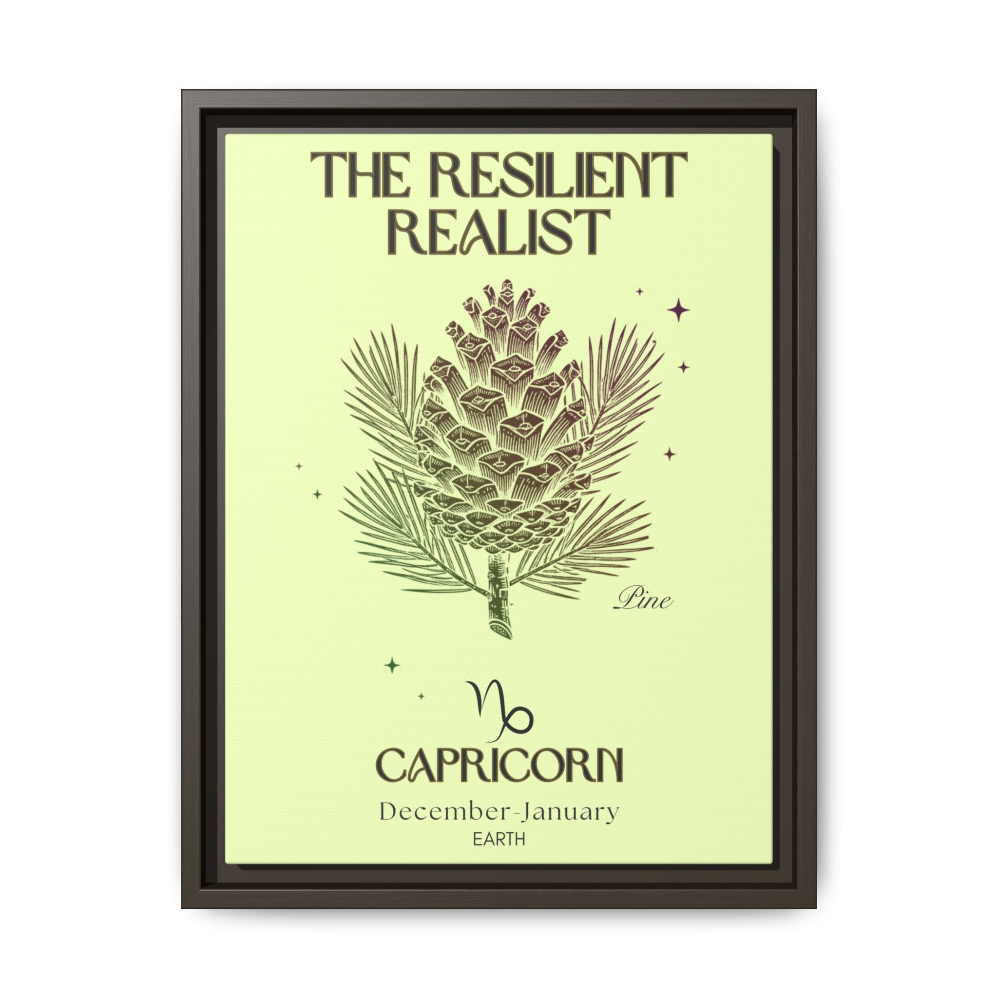 Capricorn The Resilient Realist Pine Matte Canvas, Framed