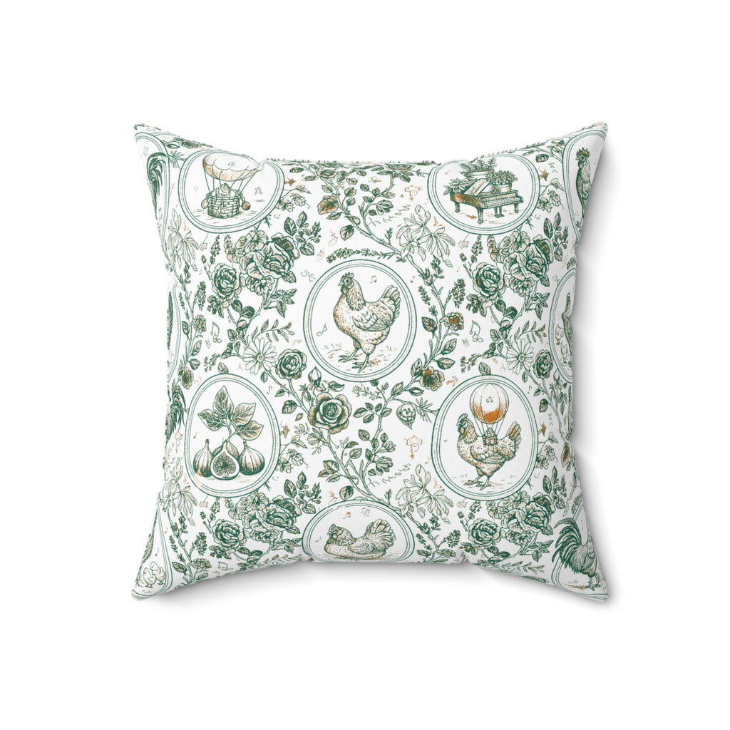 Botanical Coop Toile Accent Pillow