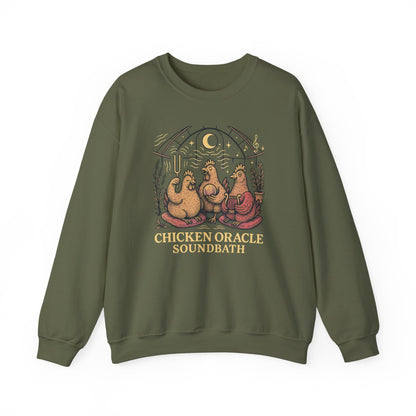 Chicken Oracle Soundbath Sweatshirt Cozy, Cosmic, Cluckin’ Enlightened
