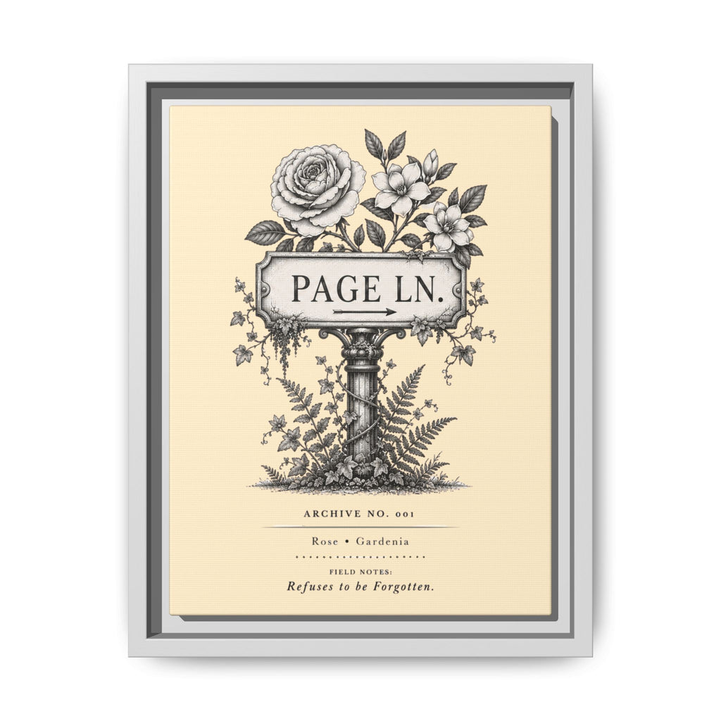 PAGE LN Vintage Botanical Sign Art Framed Matte Canvas Print