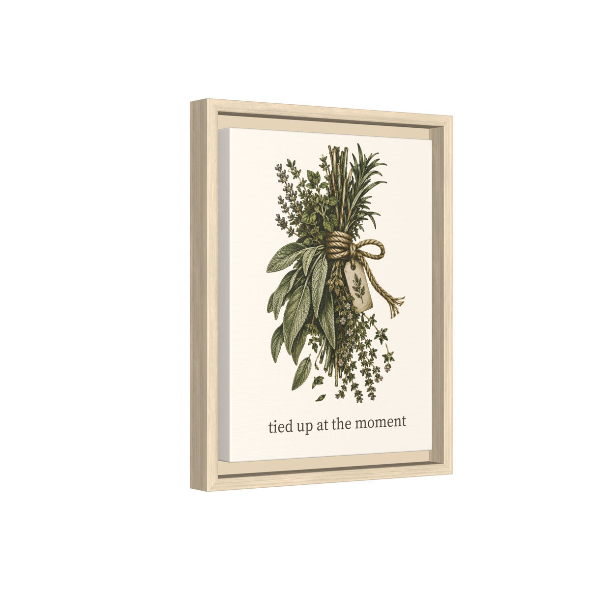 Tied Up at the Moment Kitchen Herb Matte Framed Canvas Wall Art