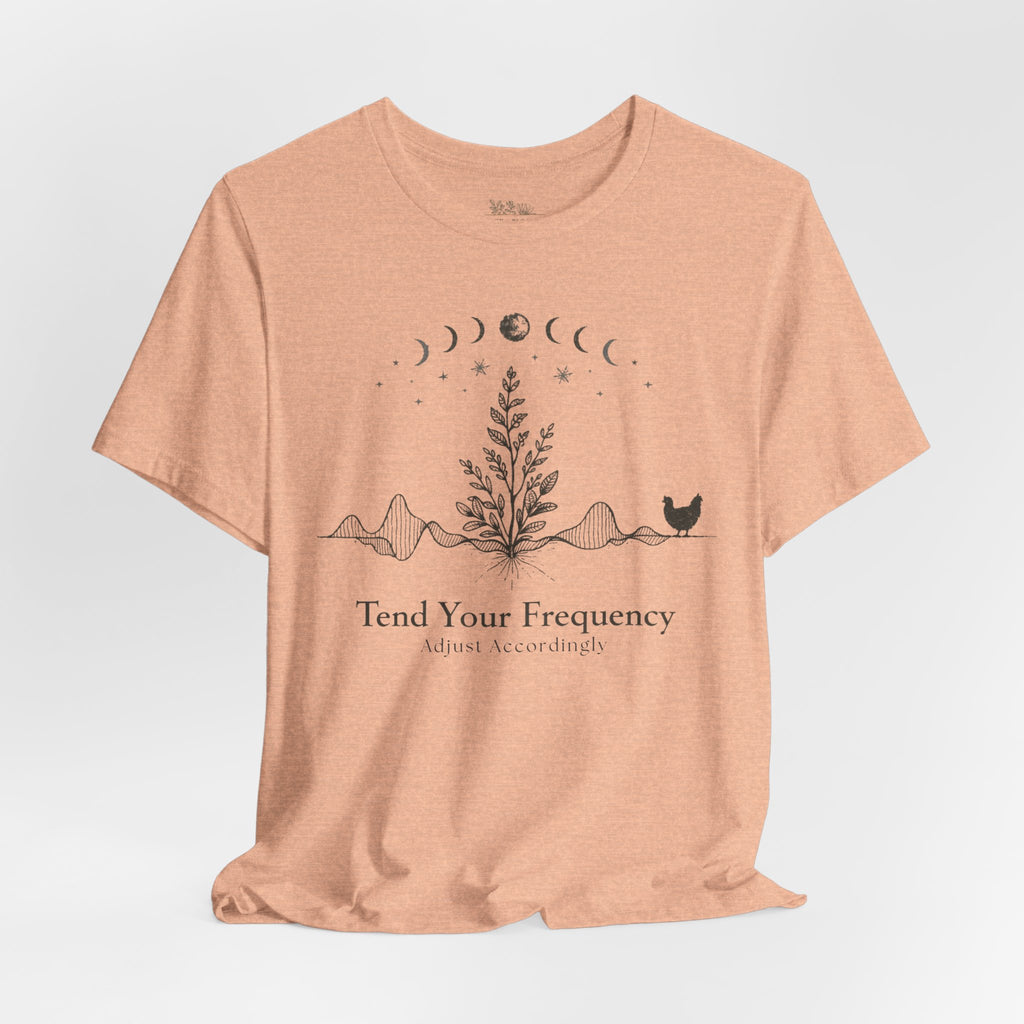 Tend Your Frequency: Adjust Accordingly Moon Phase Botanical Tee