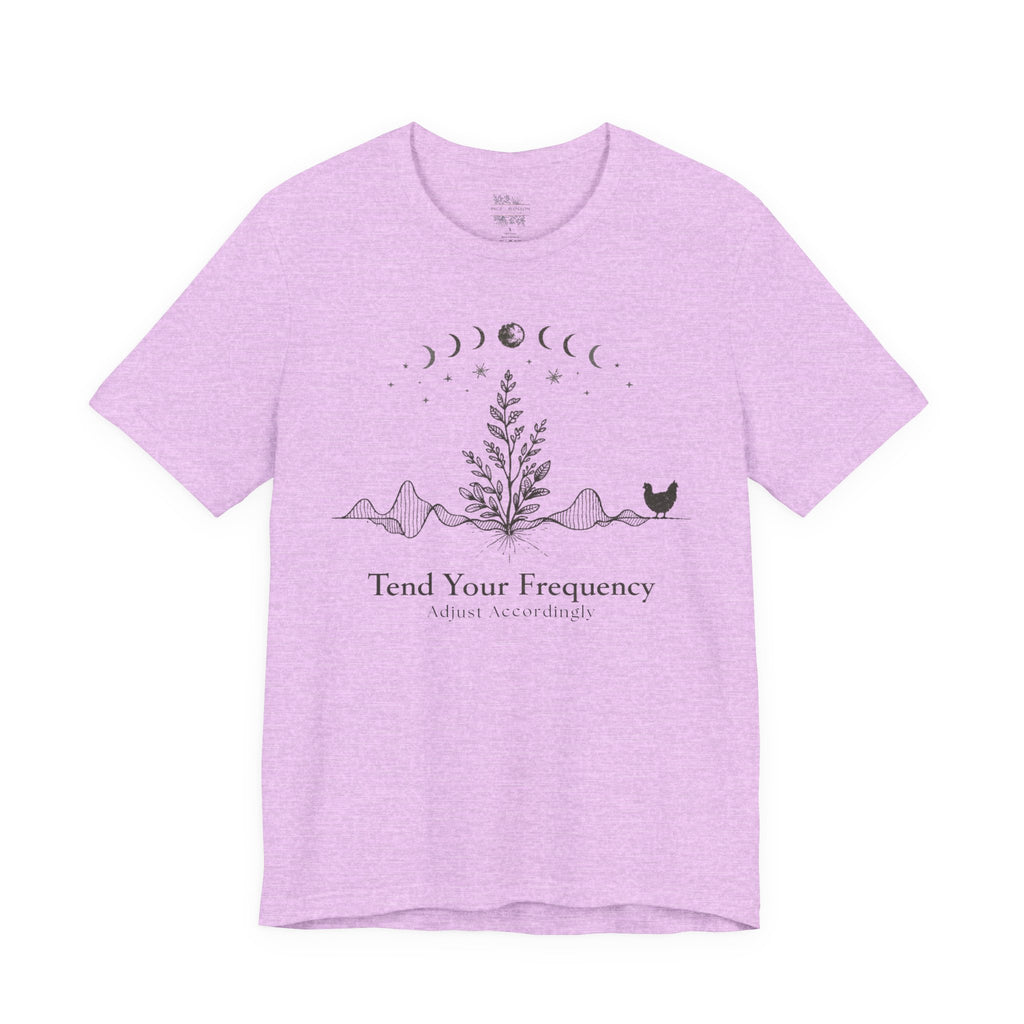 Tend Your Frequency: Adjust Accordingly Moon Phase Botanical Tee