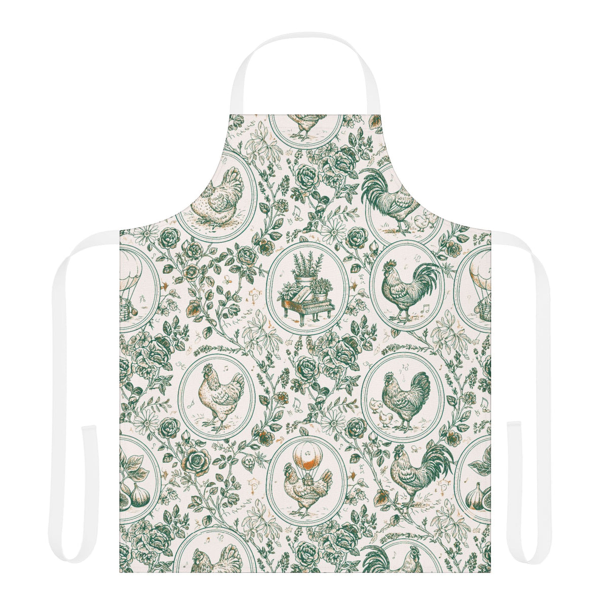 Botanical Coop Toile Vintage French Farmhouse Apron