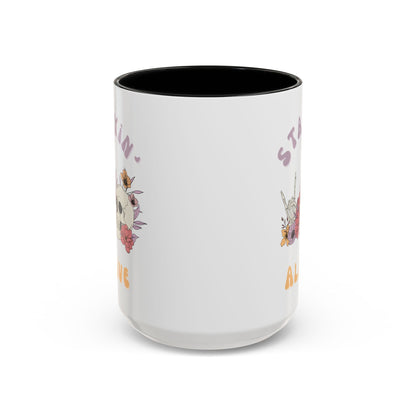 Stayin' Alive Accent Coffee Mug (11, 15oz)