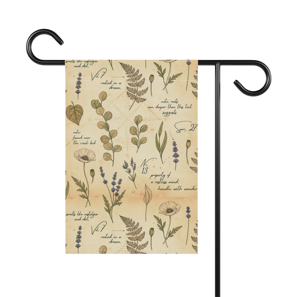 Field Guide Vintage Botanical Garden Flag Banner