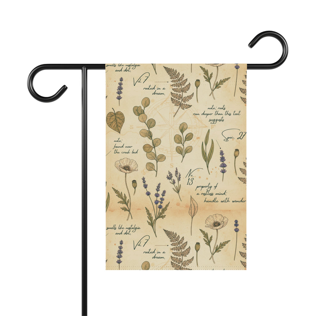 Field Guide Vintage Botanical Garden Flag Banner