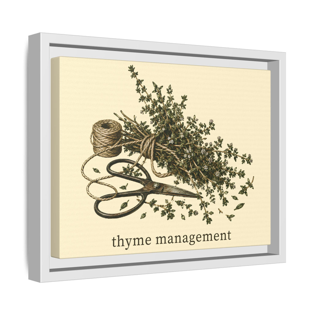 Thyme Management Kitchen Herb Framed Canvas Wall Art