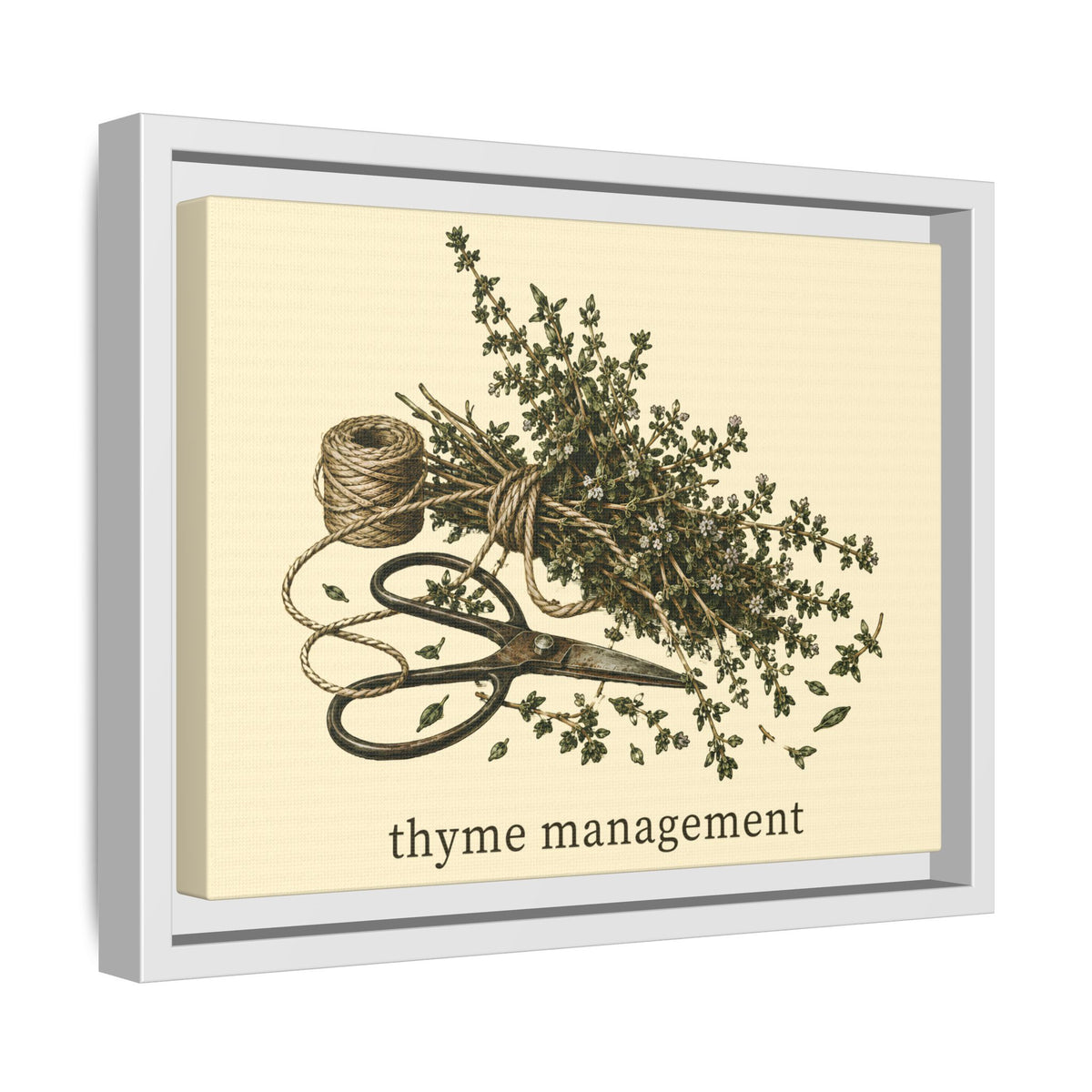 Thyme Management Kitchen Herb Framed Canvas Wall Art