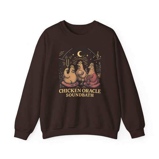 Chicken Oracle Soundbath Sweatshirt Cozy, Cosmic, Cluckin’ Enlightened