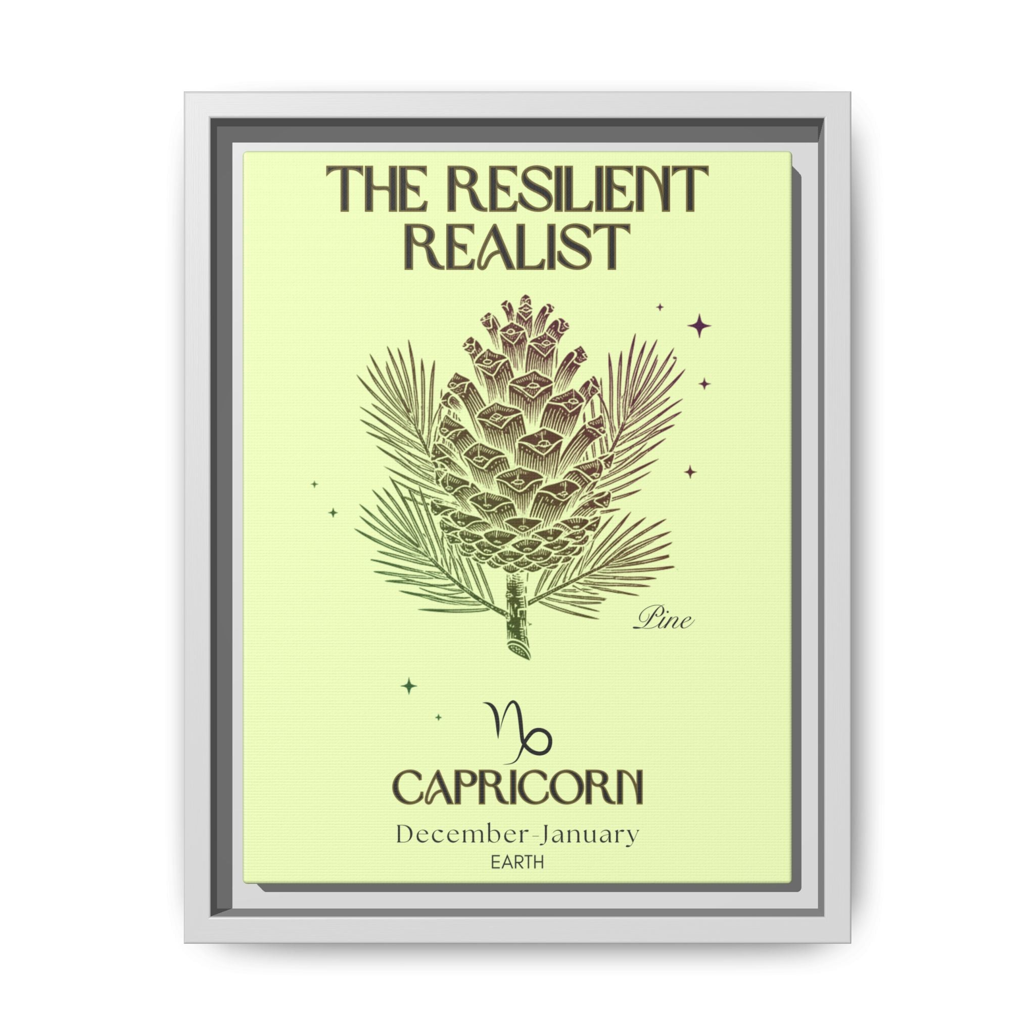 Capricorn The Resilient Realist Pine Matte Canvas, Framed