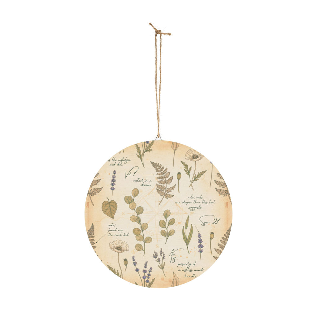 Field Guide Vintage Botanical Round Wood Sign