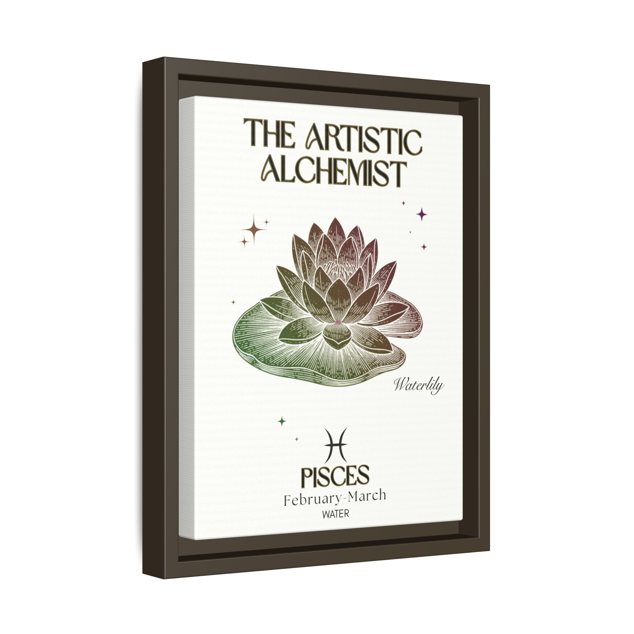 Pisces The Artistic Alchemist Waterlily Framed Matte Canvas