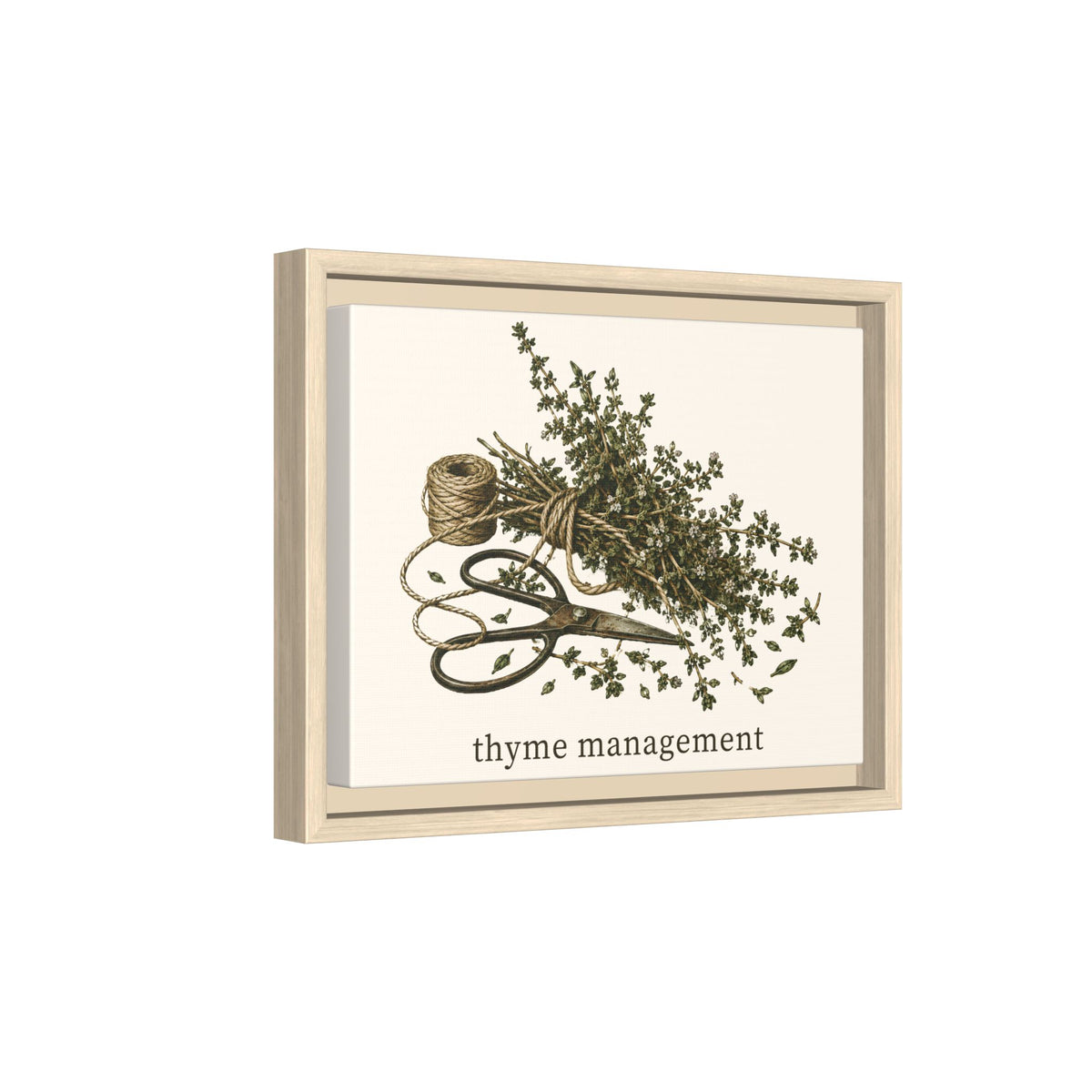 Thyme Management Kitchen Herb Framed Canvas Wall Art