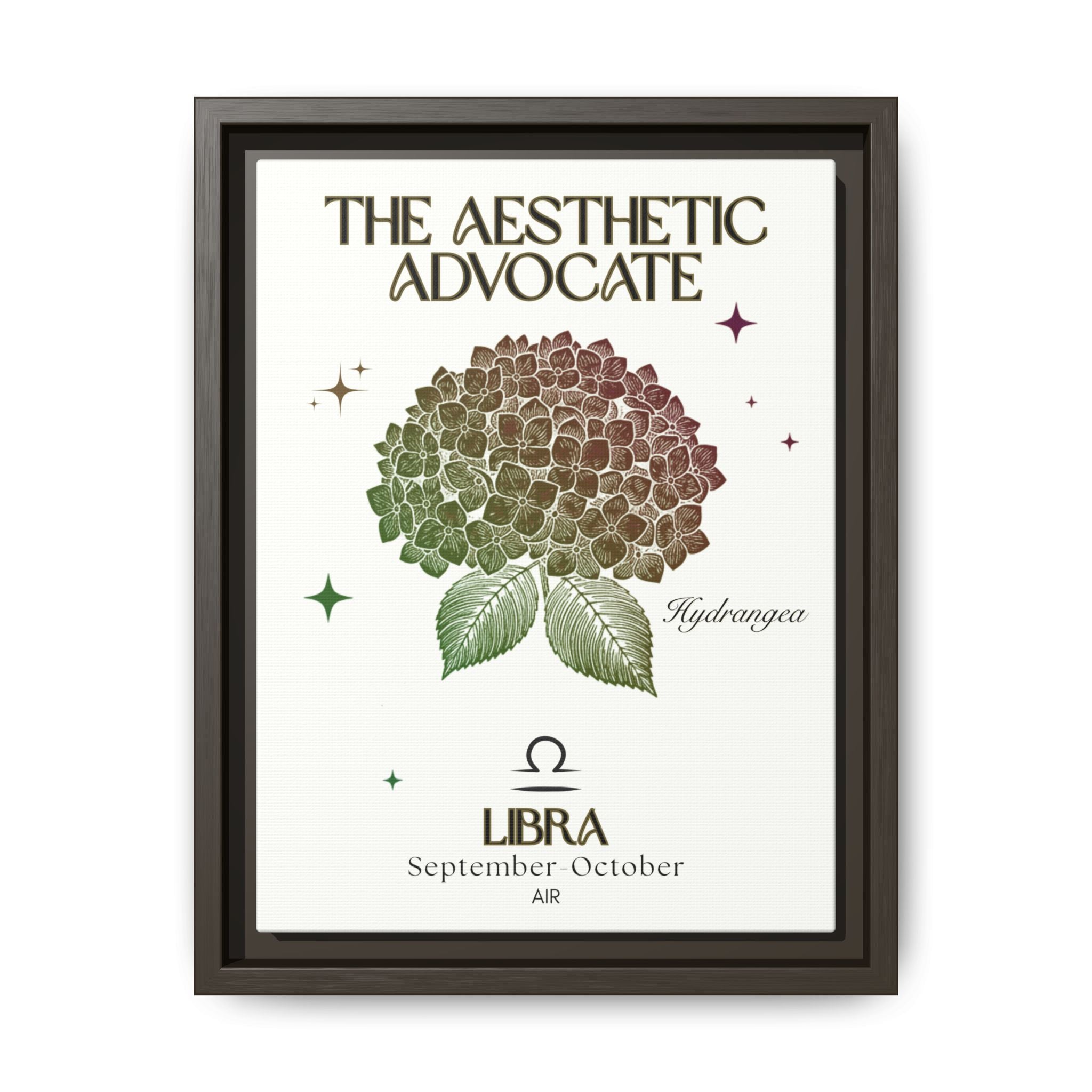 Libra The Aesthetic Advocate Hydrangea Framed Matte Canvas