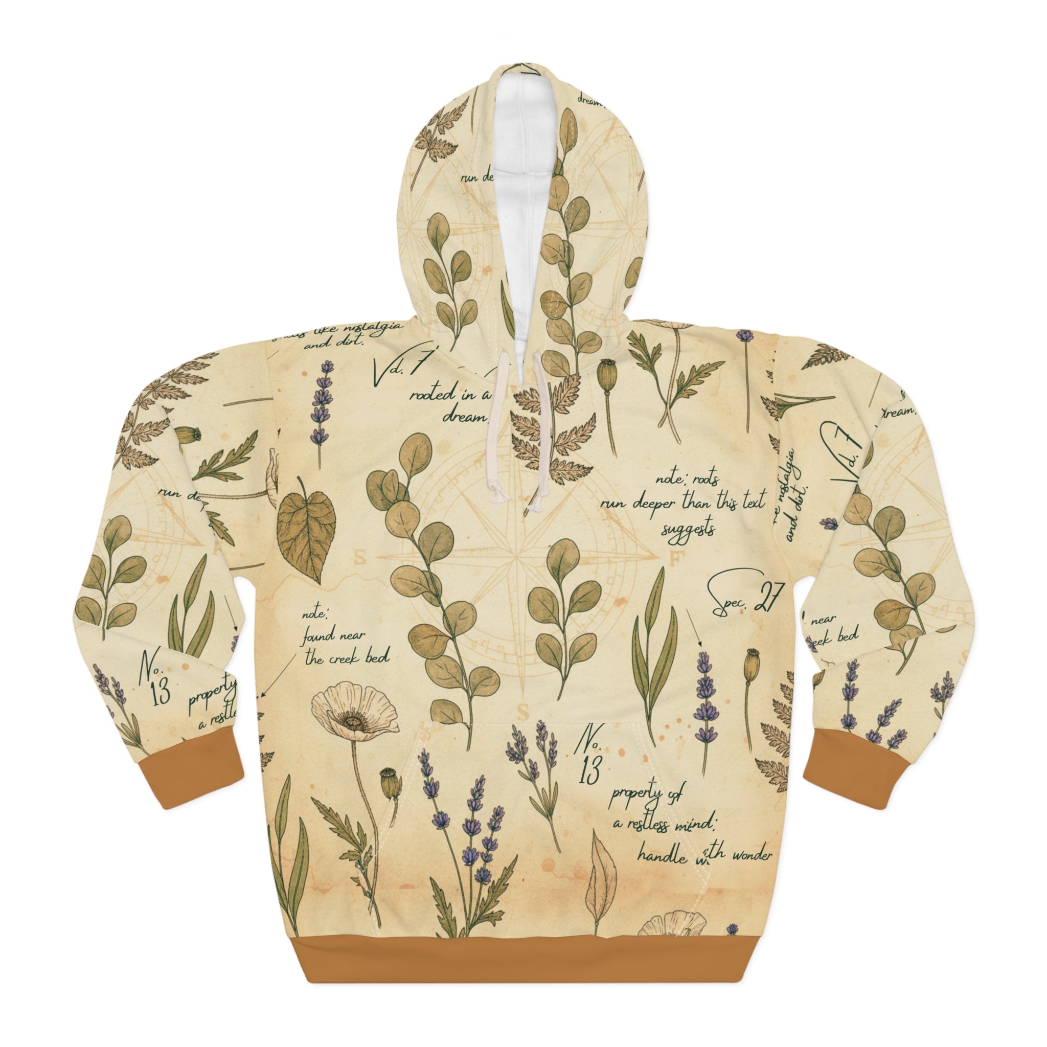 Field Guide Vintage Botanical Pattern Hoodie
