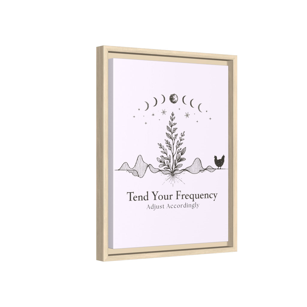 Tend Your Frequency: Adjust Accordingly Botanical Moon Phase Framed Canvas Print