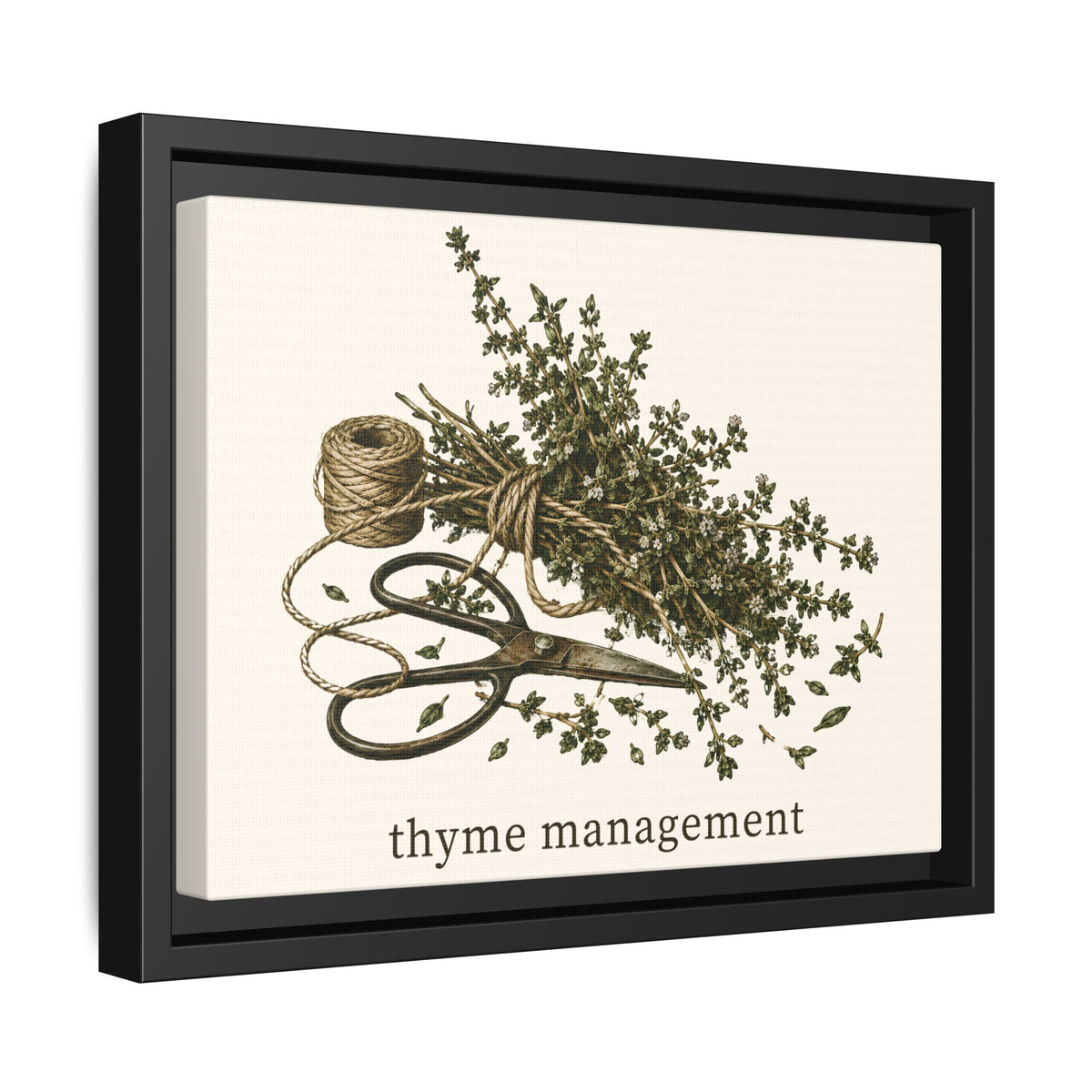 Thyme Management Kitchen Herb Framed Canvas Wall Art