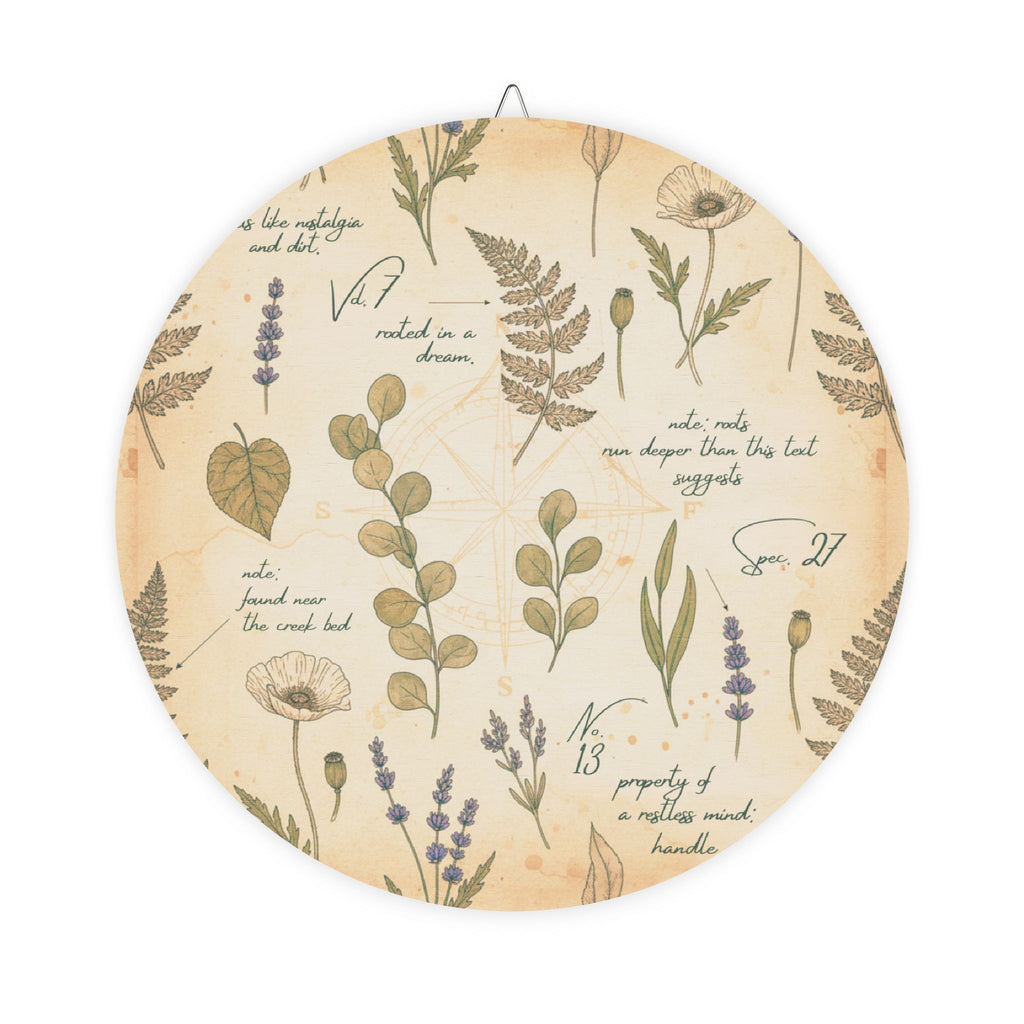 Field Guide Vintage Botanical Round Wood Sign