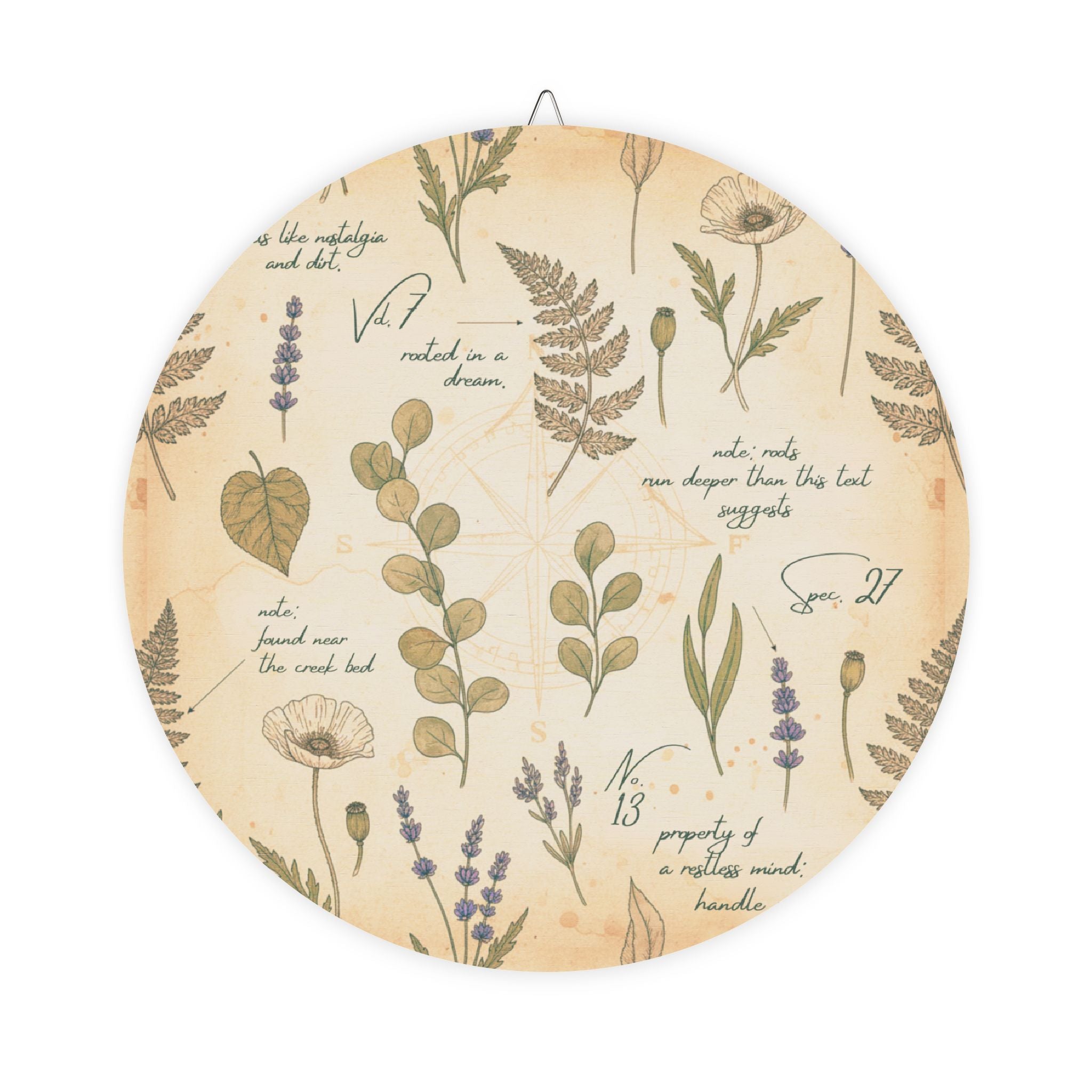 Field Guide Vintage Botanical Round Wood Sign
