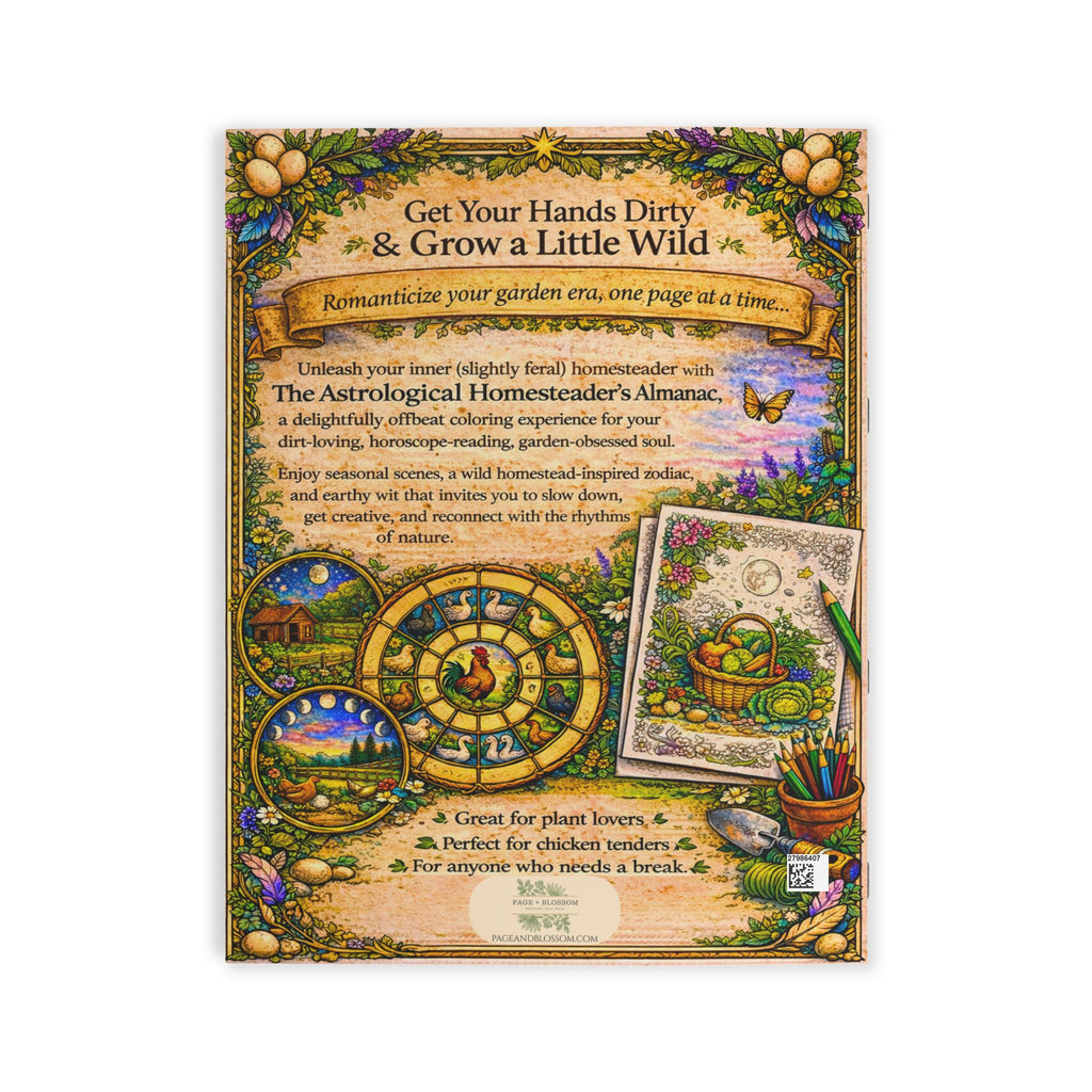 The Astrological Homesteaders Almanac, 2-in-1 Monthly Homestead Scenes and Zodiac Coloring Book