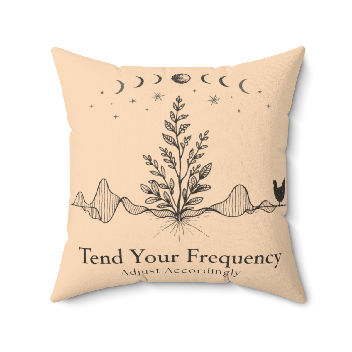Tend Your Frequency: Adjust Accordingly Moon Phase Pillow