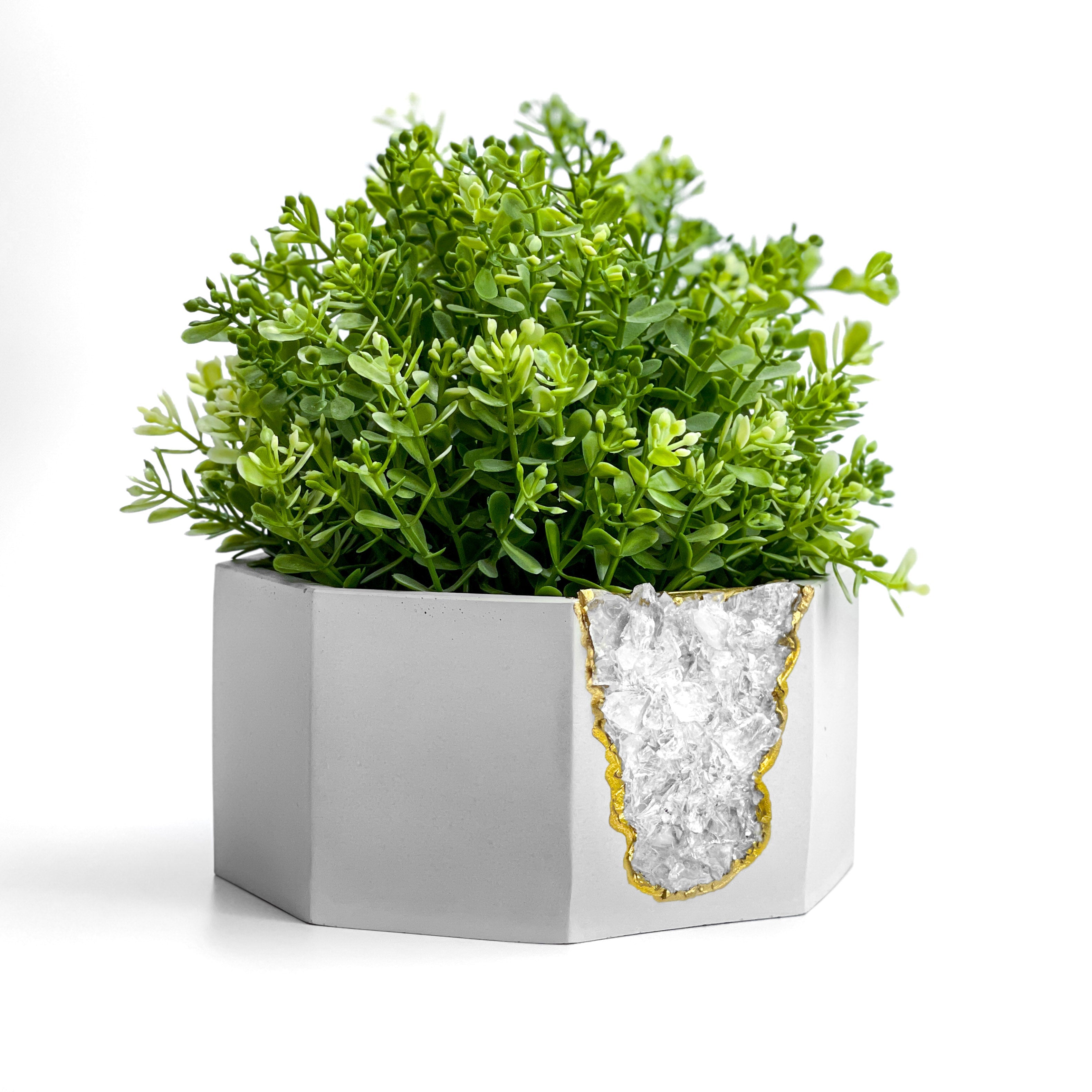 Raw Clear Quartz Geode Planter