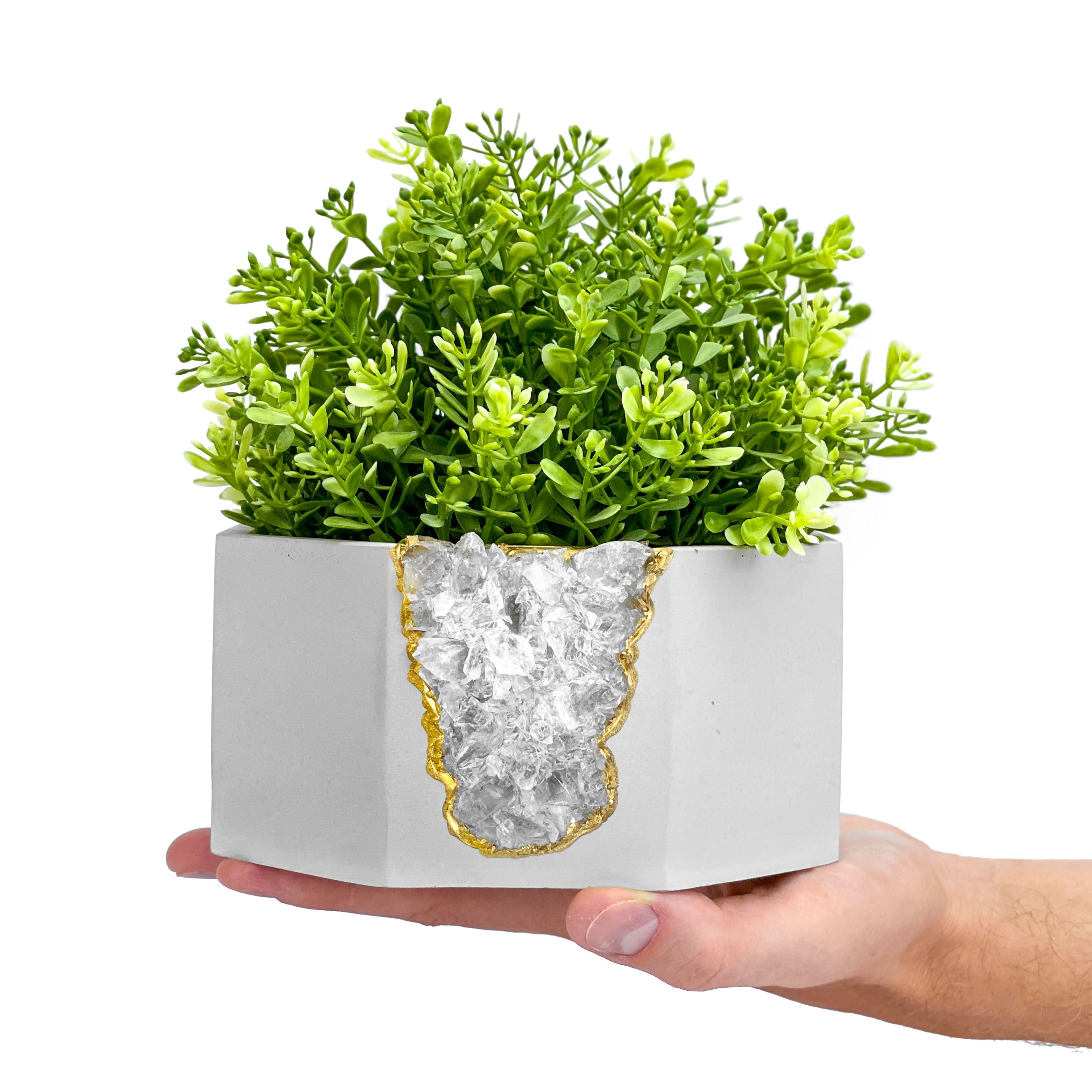 Raw Clear Quartz Geode Planter