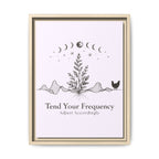 Tend Your Frequency: Adjust Accordingly Botanical Moon Phase Framed Canvas Print