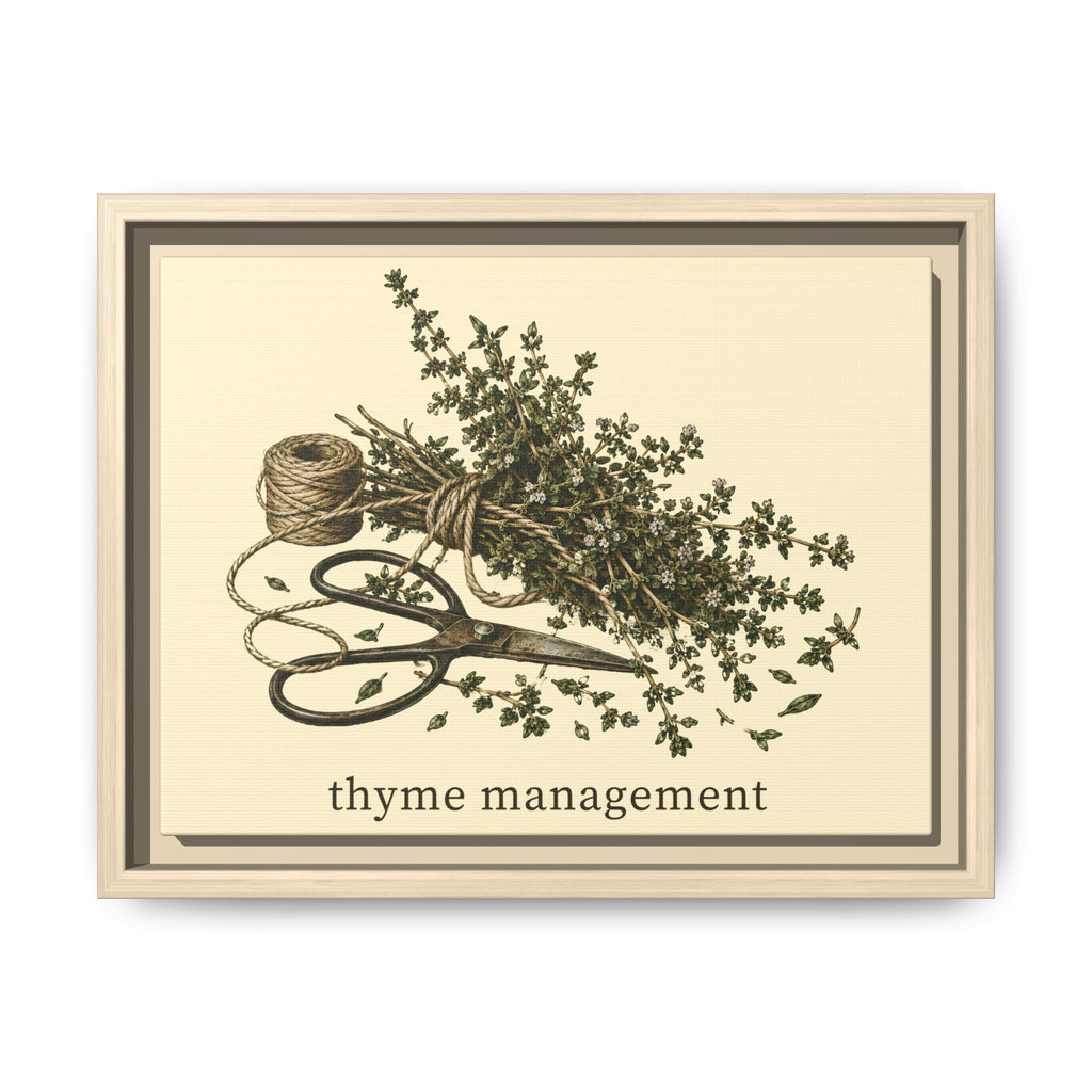 Thyme Management Kitchen Herb Framed Canvas Wall Art