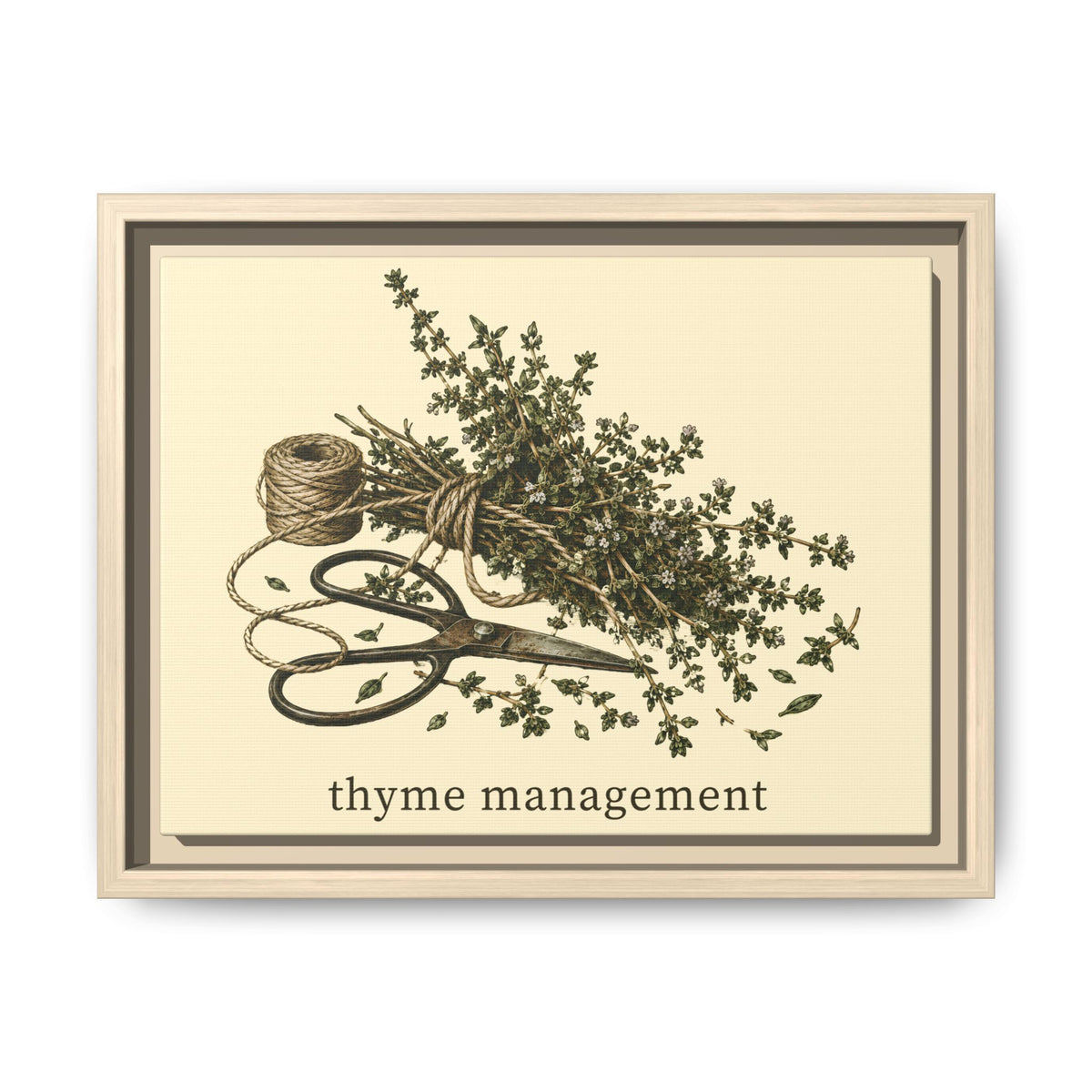 Thyme Management Kitchen Herb Framed Canvas Wall Art