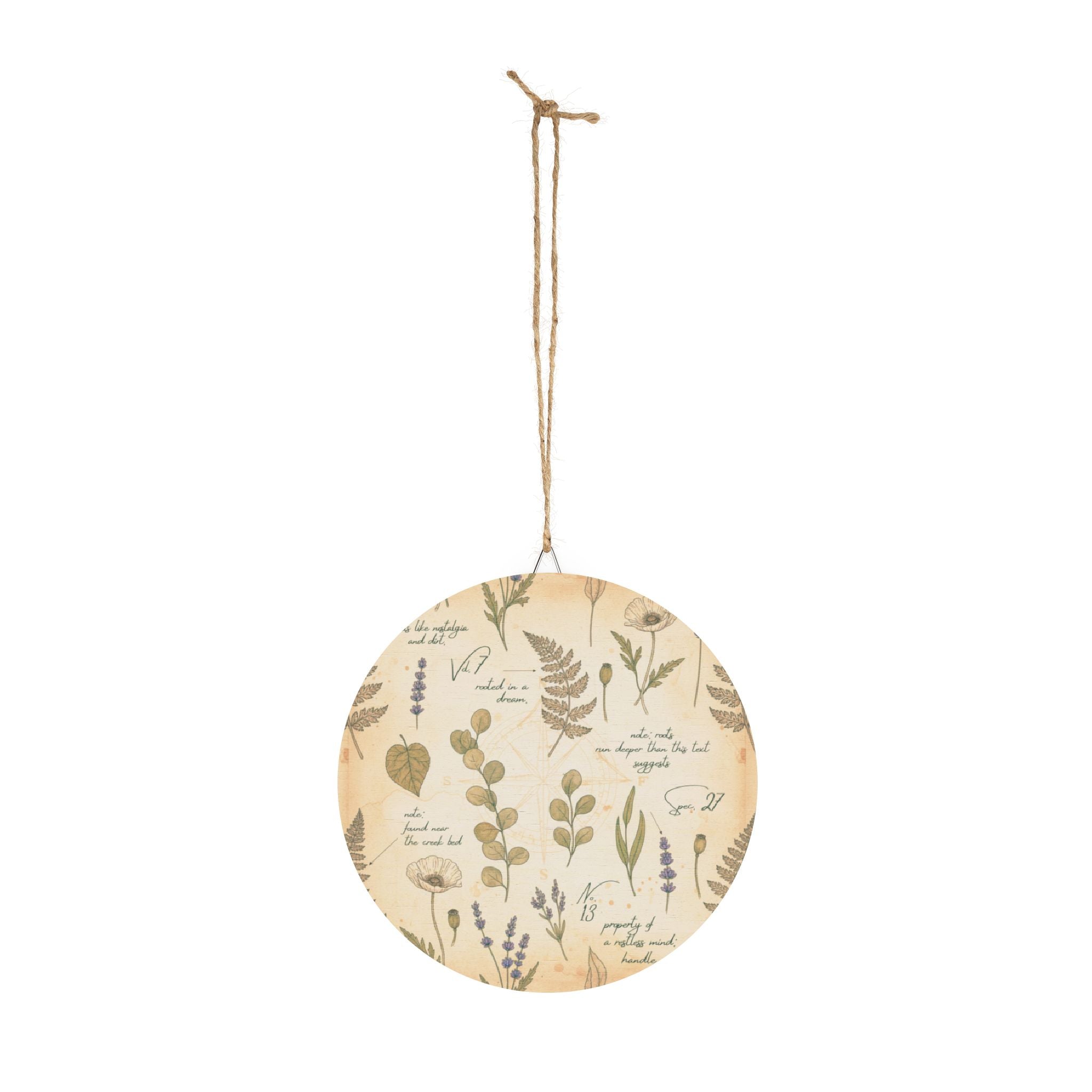 Field Guide Vintage Botanical Round Wood Sign