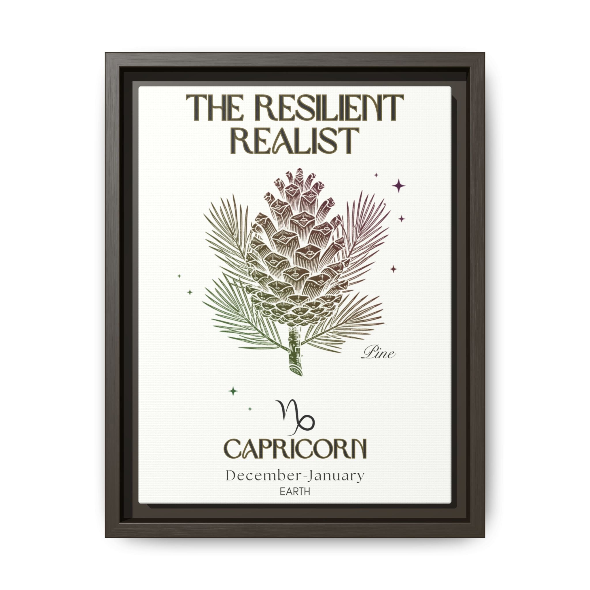 Capricorn The Resilient Realist Pine Framed Matte Canvas
