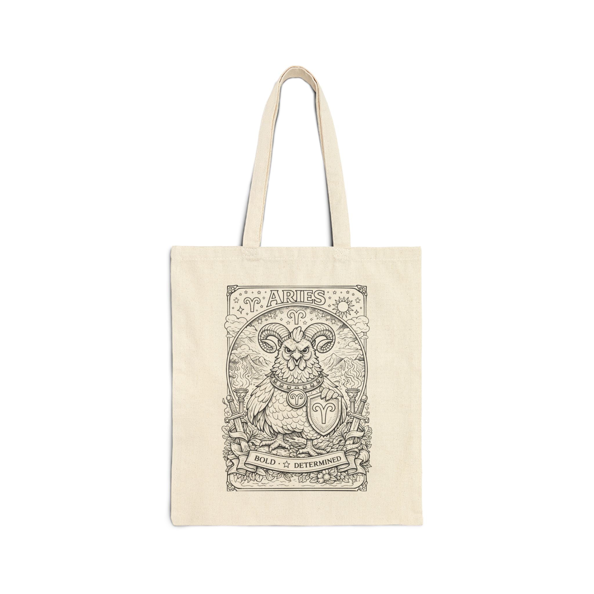 Aries Chicken Ram Zodiac Coloring Canvas Tote Bag