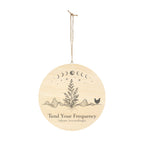 Tend Your Frequency: Adjust Accordingly Botanical Moon Phase Wood Sign Wall Art