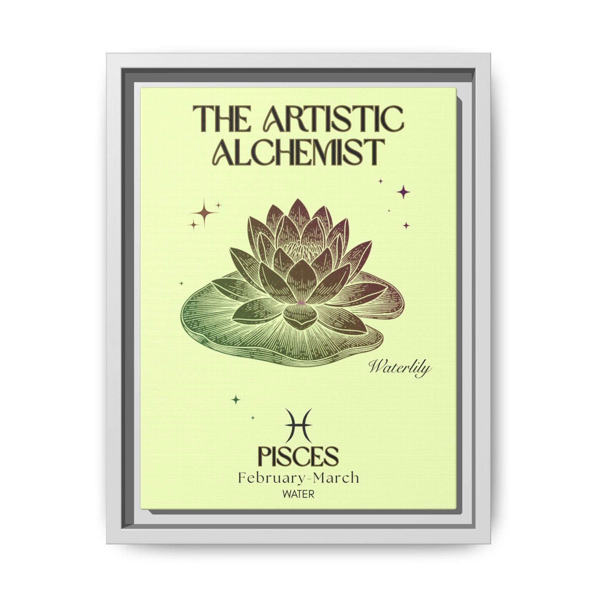 Pisces The Artistic Alchemist Waterlily Matte Canvas, Framed