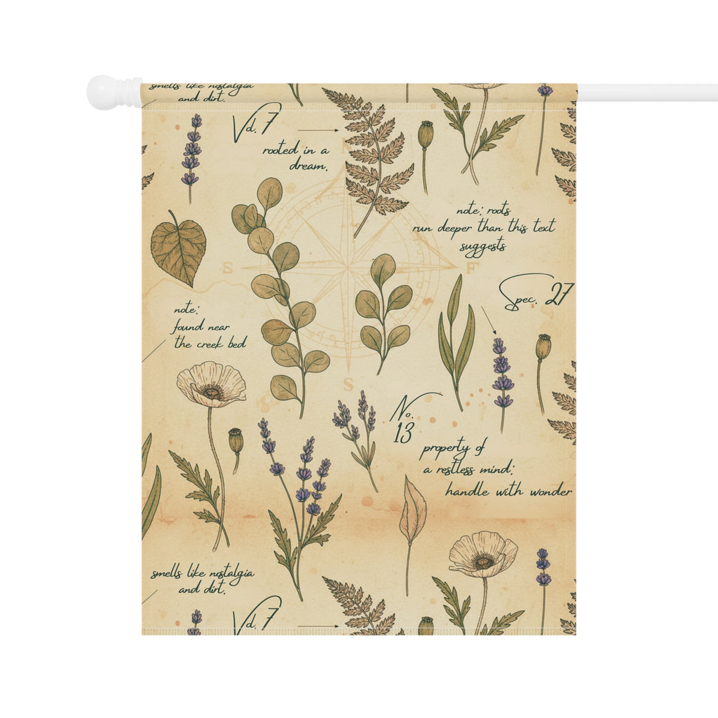 Field Guide Vintage Botanical Garden Flag Banner