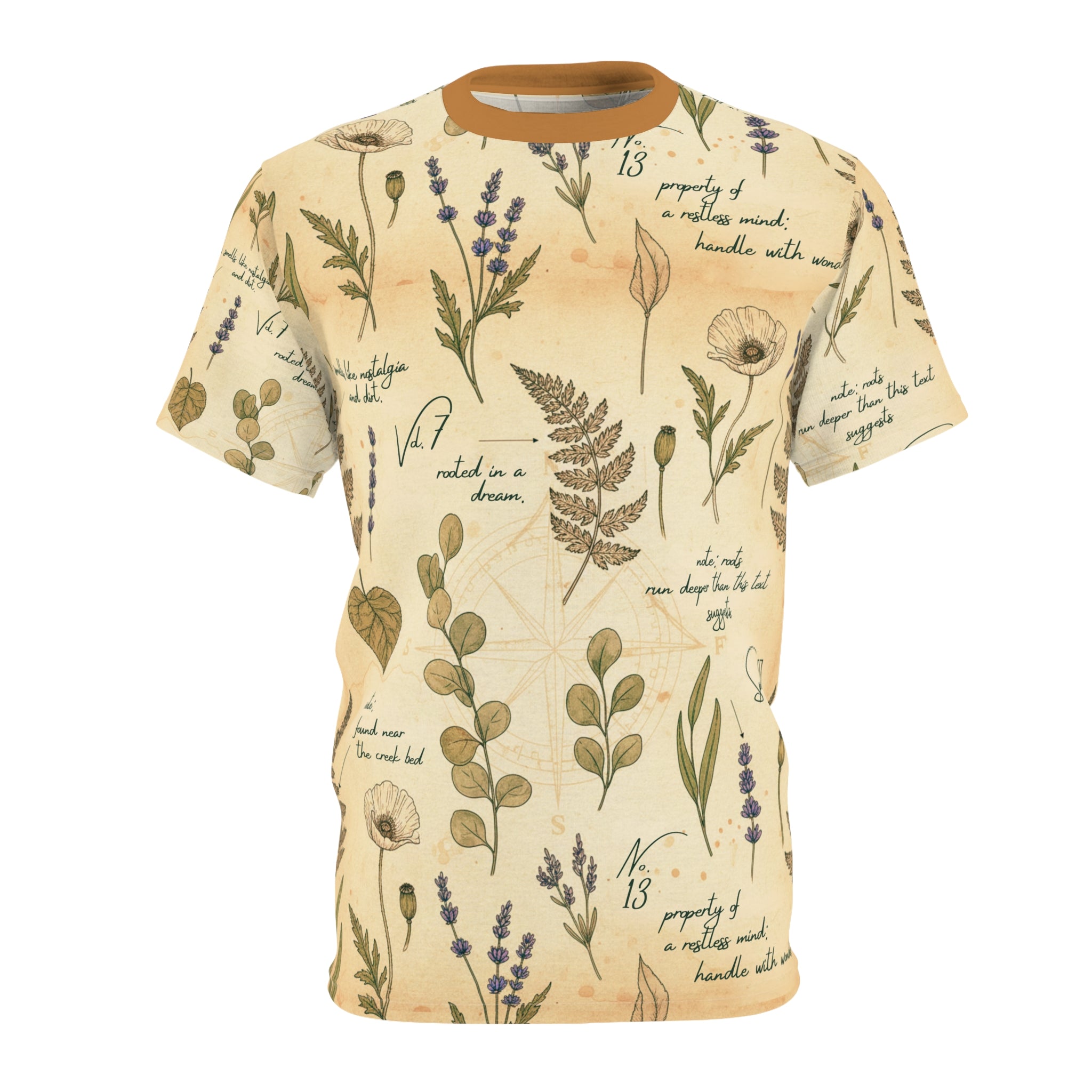 Field Guide Vintage Botanical Pattern Tee Shirt