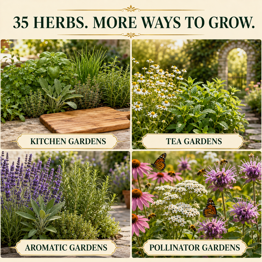 35 Herb Seeds for Planting | Medicinal & Culinary Variety Pack