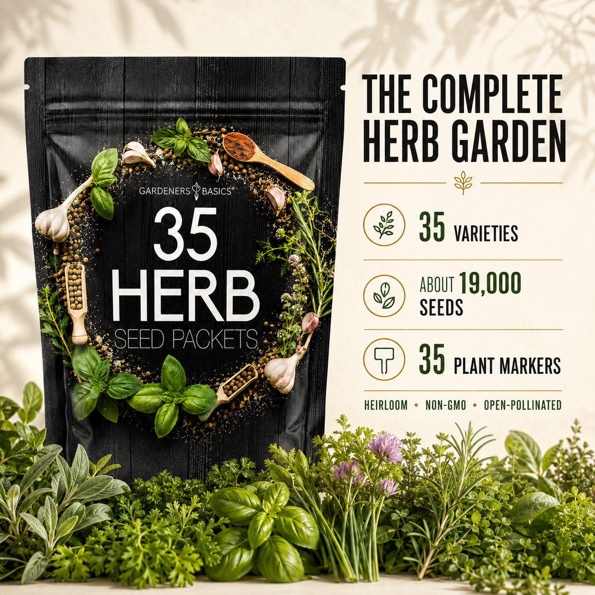 35 Herb Seeds for Planting | Medicinal & Culinary Variety Pack